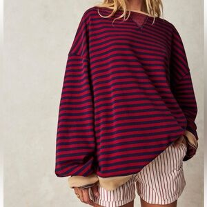 Free People Classic Crew Striped Sweater